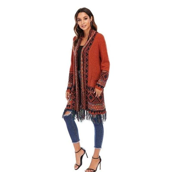 CGYY Women's Colorful Boho Sweater White Color Knitted Open Front Spring Autumn - Picture 13 of 14